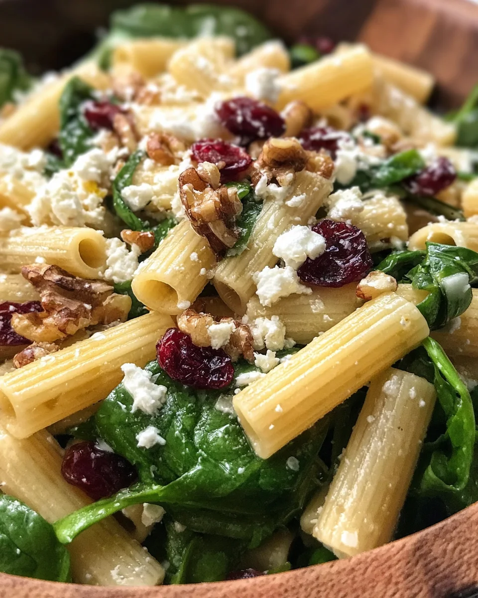 Feta & Cranberry Rigatoni Salad with Lemon Vinaigrette