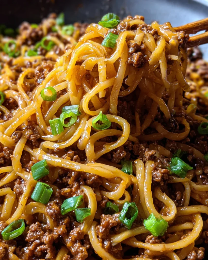 Ground Beef Mongolian Noodles