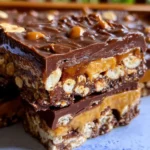 No Bake Crispy Snickers Bars