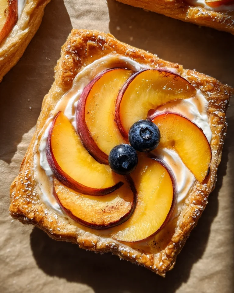 Peaches and Cream Puff Pastry Tart