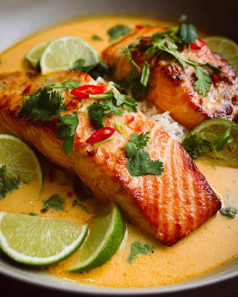 Poached Salmon in Coconut Lime Sauce