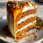 Pumpkin Cake with Cream Cheese Frosting and Salted Caramel Drizzle