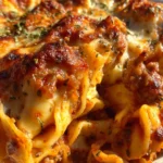 Cheesy Baked Tortellini Casserole With Meat Sauce