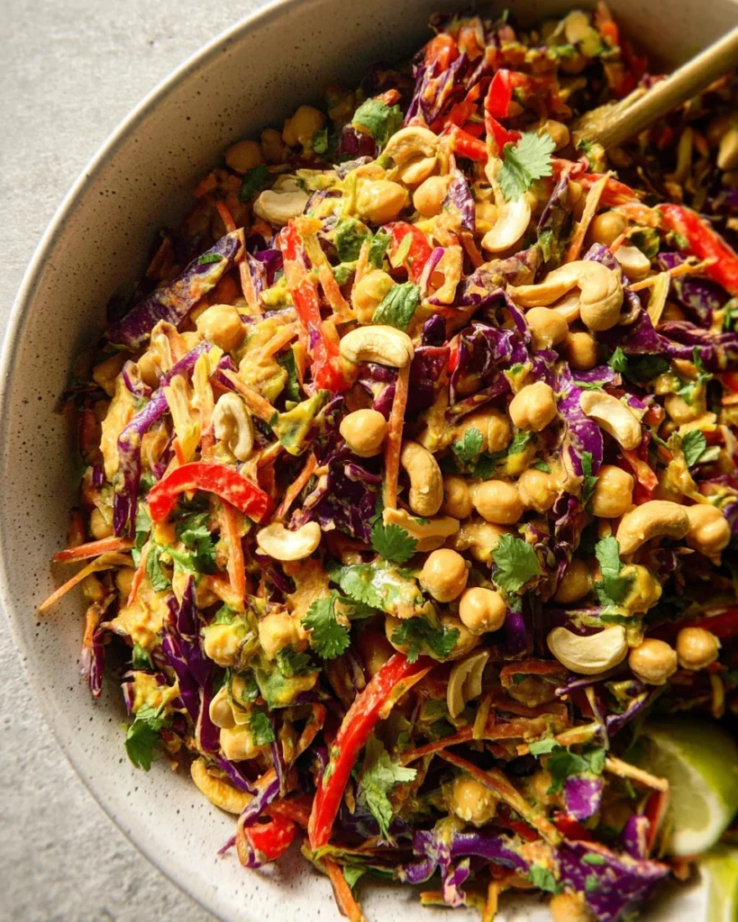 Chopped Thai-Inspired Chickpea Salad with Curry Peanut Dressing