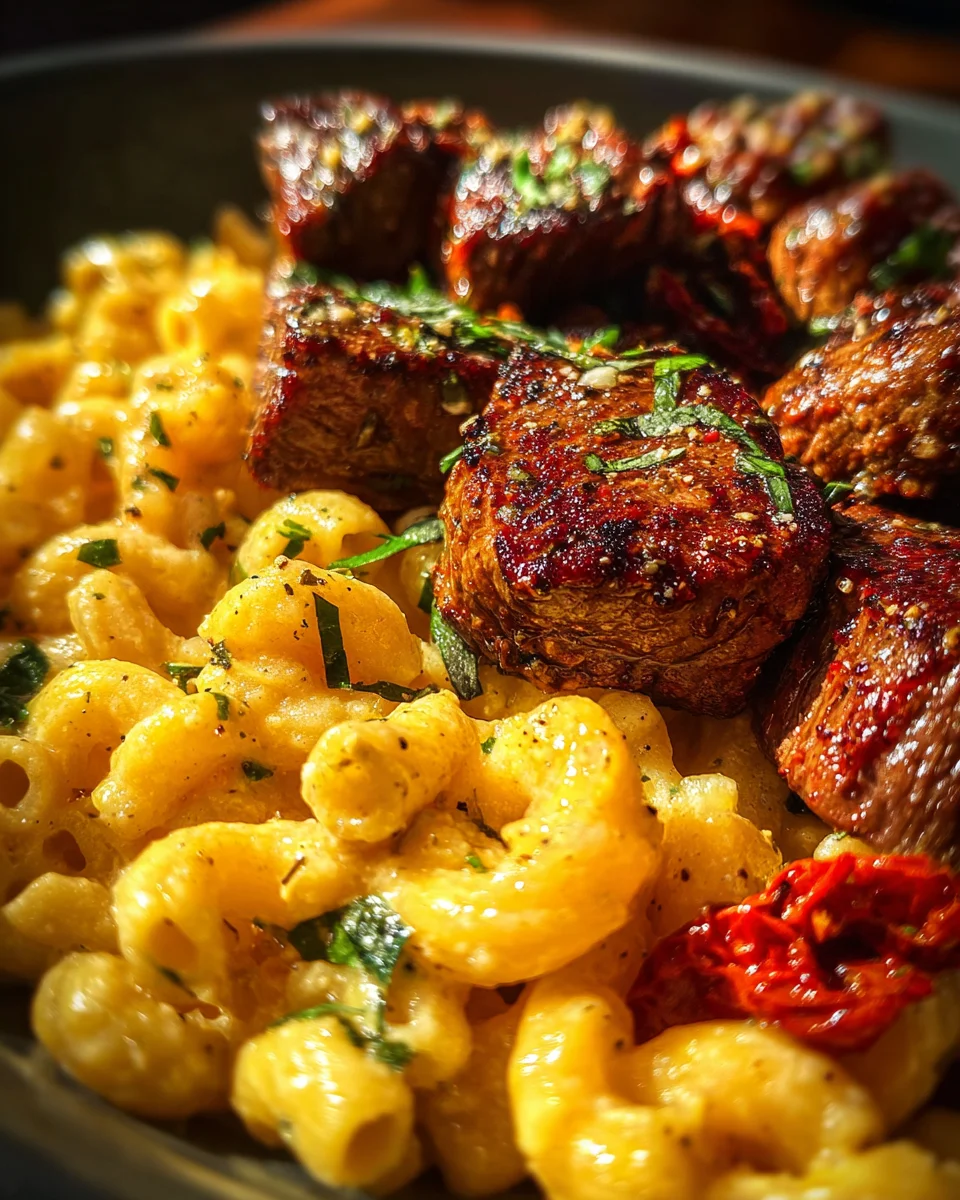 Garlic Butter Steak Tips with Cheesy Rigatoni 23 Garlic