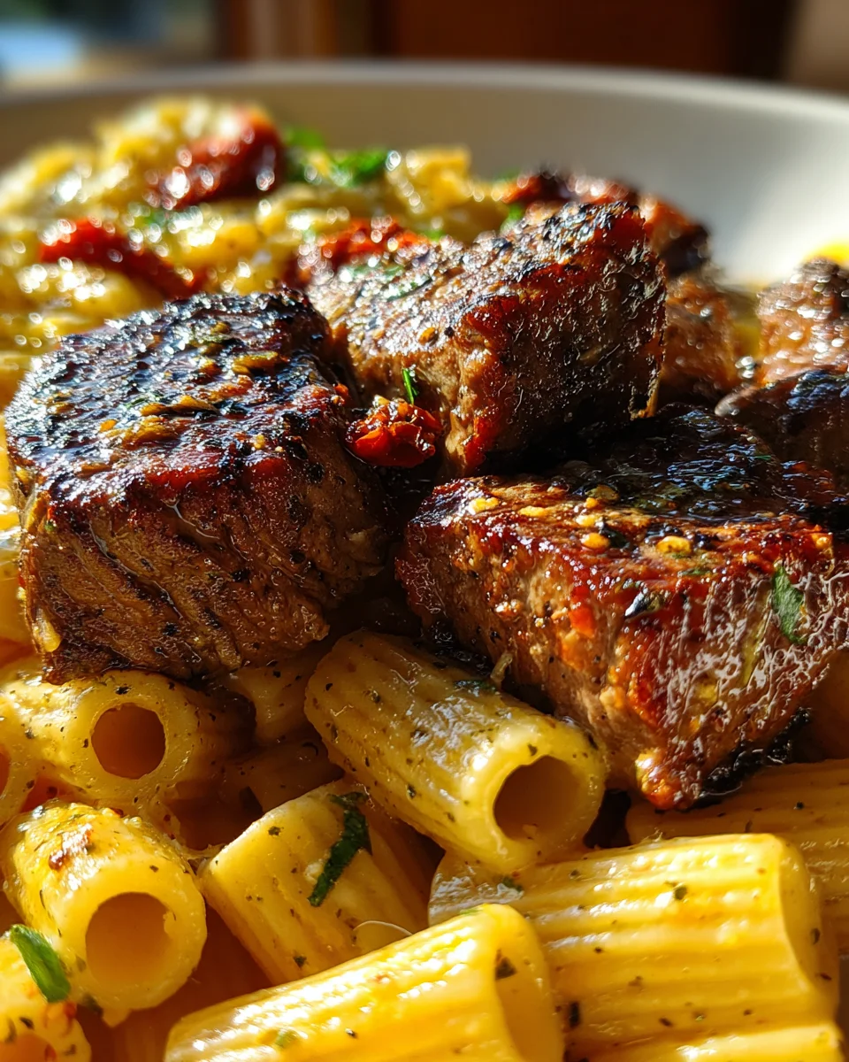 Garlic Butter Steak Tips with Cheesy Rigatoni 24 Garlic