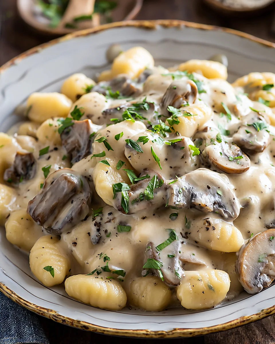 Mushroom Gnocchi with Parmesan Cream Sauce Recipe