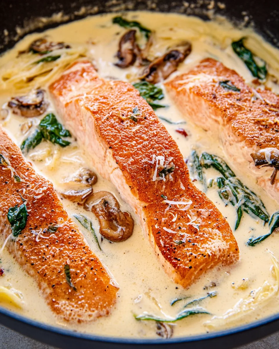 Tuscan Salmon with Parmesan Cream Sauce 19 Tuscan