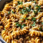 Beef and Rotini in Garlic Parmesan Sauce