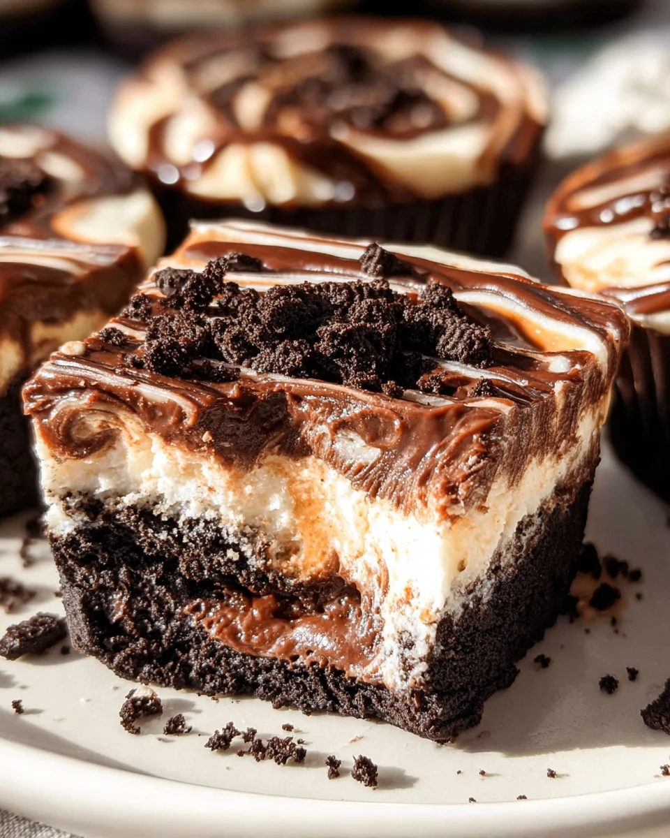 Fudge Swirled Oreo Bottom Cheesecake Cupcakes