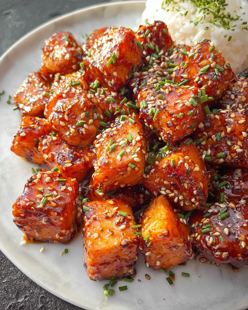 Honey Garlic Salmon Bites