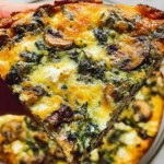 Spinach Mushroom and Feta Crustless Quiche