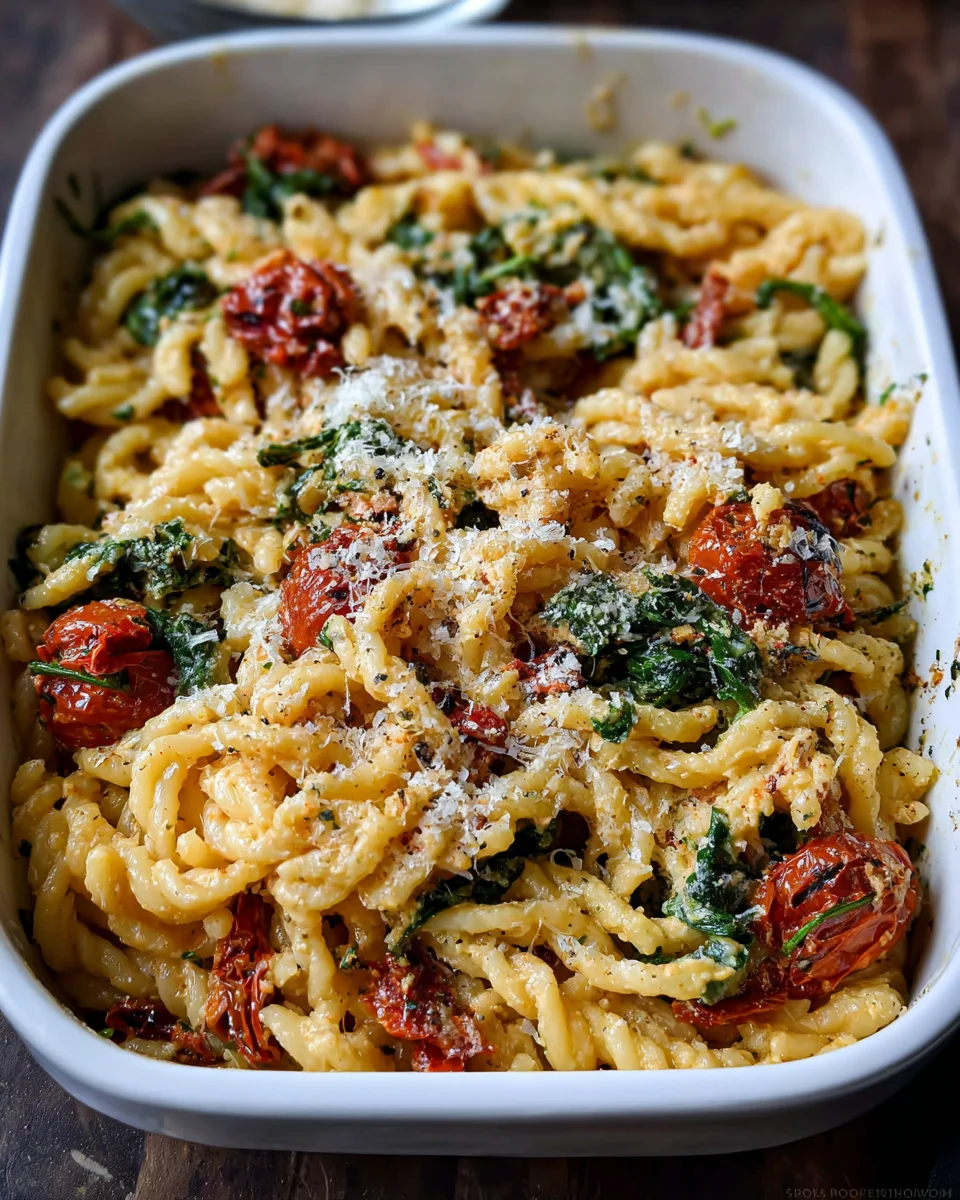 Baked Boursin Cheese Pasta with Sundried Tomatoes and Spinach 22 Baked Boursin Cheese Pasta with Sundried Tomatoes and Spinach
