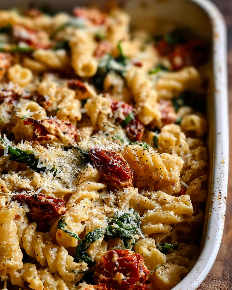 Baked Boursin Cheese Pasta with Sundried Tomatoes and Spinach 19 Baked