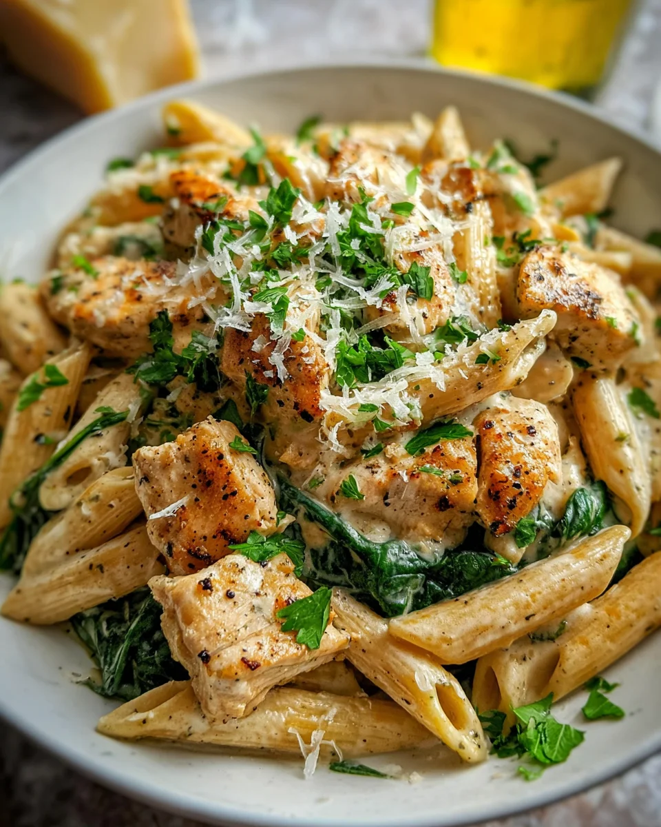 Healthy Garlic Parmesan Chicken Pasta