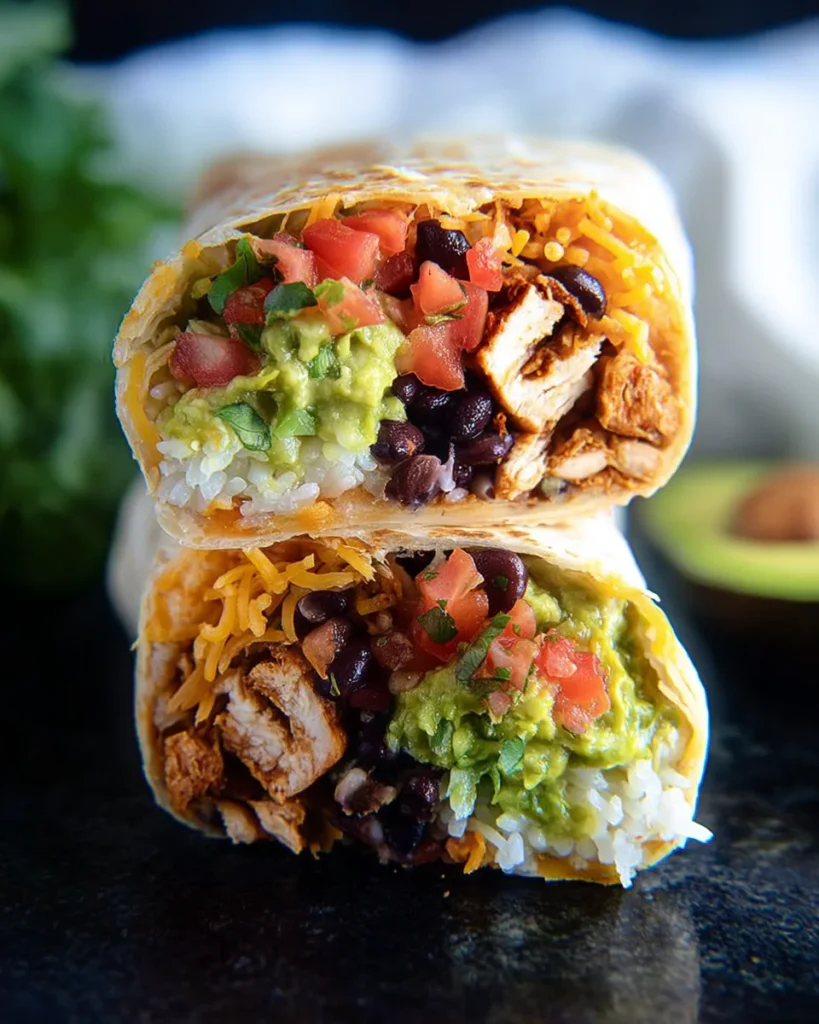 Seven Layer Chicken Burritos