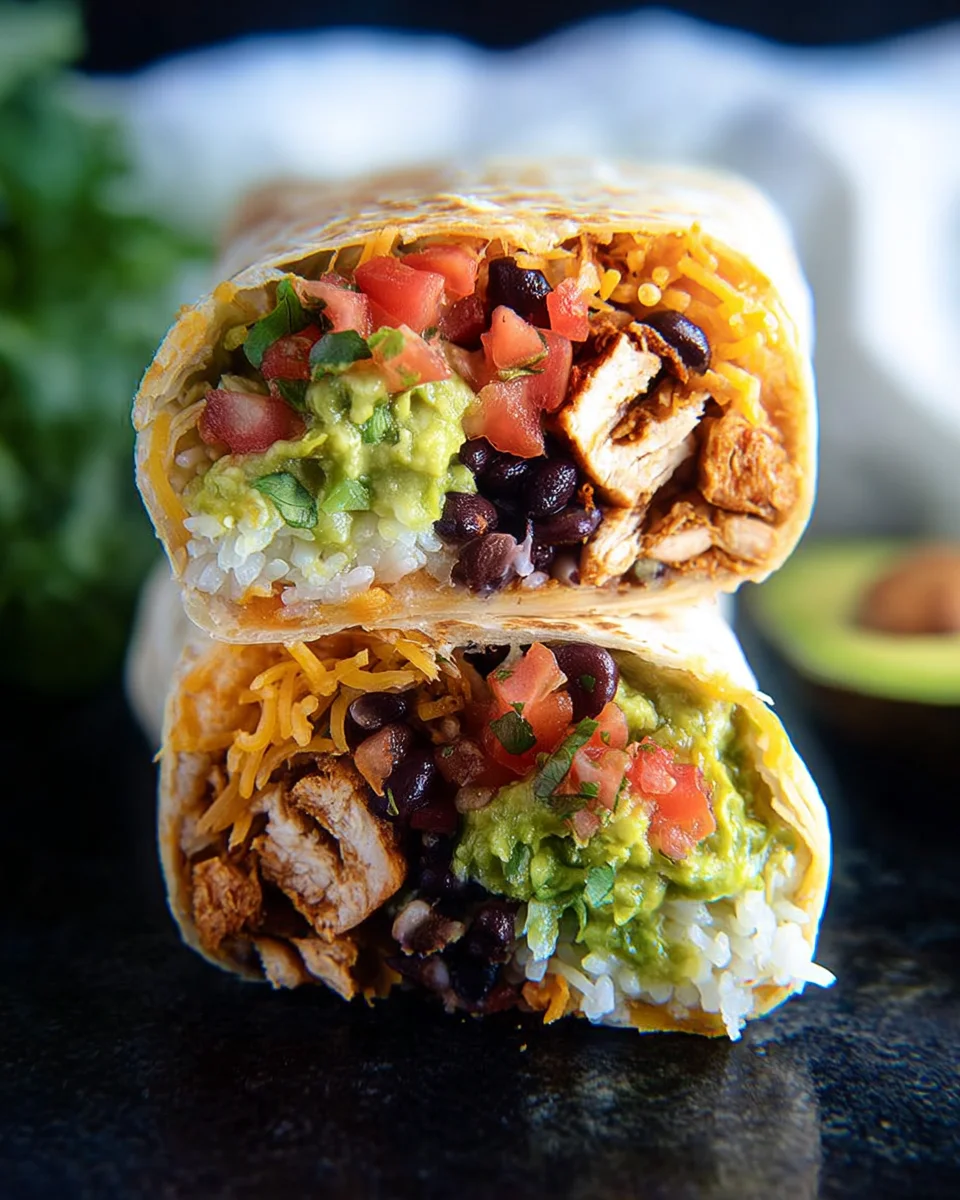 Seven Layer Chicken Burritos