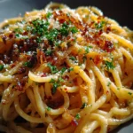 Caramelized Onion Pasta with Chili Oil