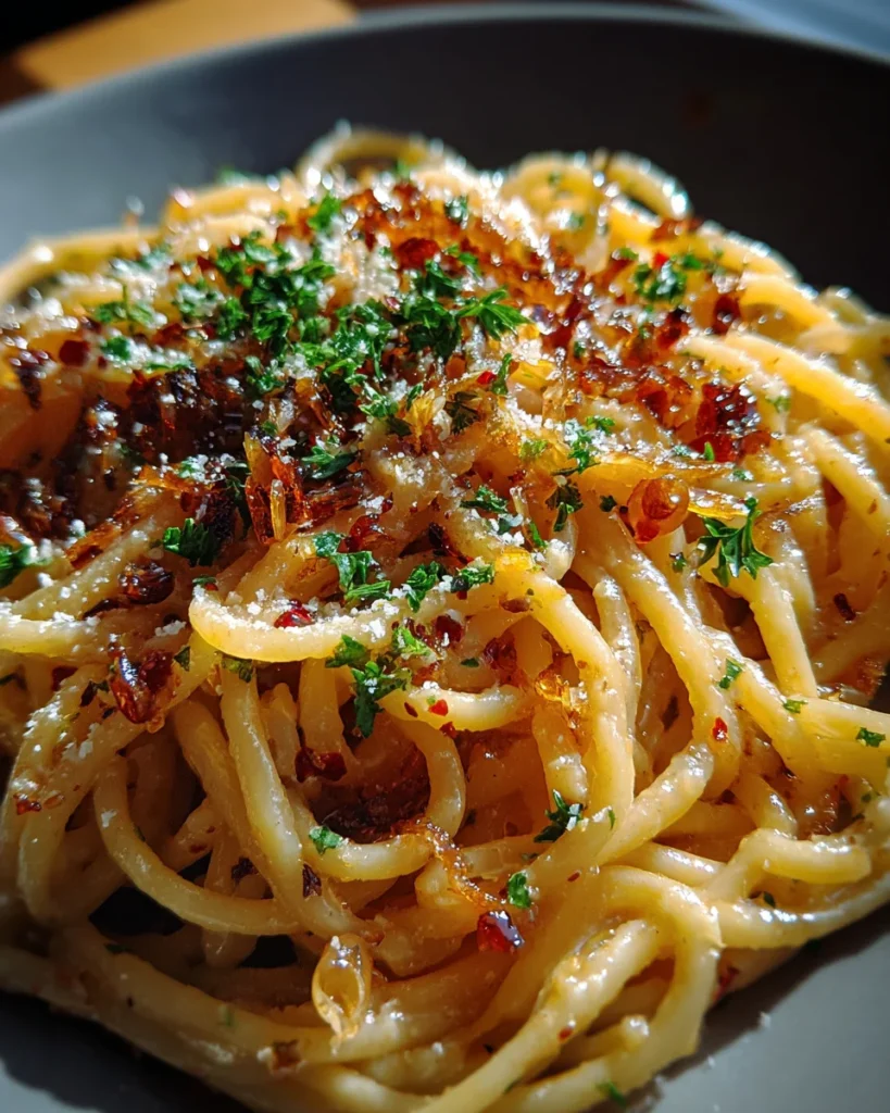Caramelized Onion Pasta with Chili Oil