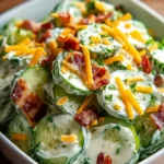 Creamy Cucumber Salad with Bacon and Cheese