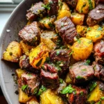 Garlic Butter Steak Bites and Potatoes